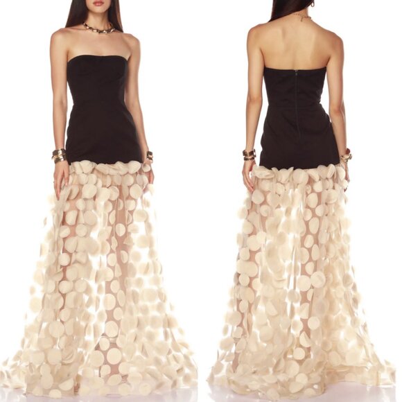 BEST Bronx and Banco Harper Strapless Black and Beige Gown Maxi Dress - Picture 2 of 15